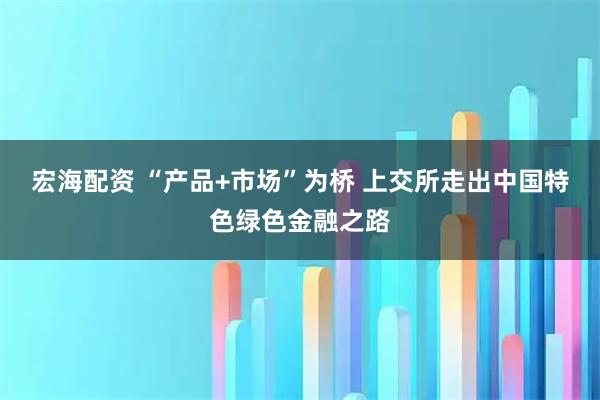 宏海配资 “产品+市场”为桥 上交所走出中国特色绿色金融之路