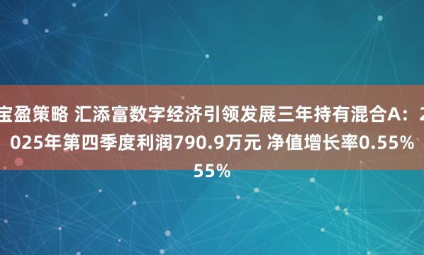 宝盈策略 汇添富数字经济引领发展三年持有混合A：2025年第四季度利润790.9万元 净值增长率0.55%